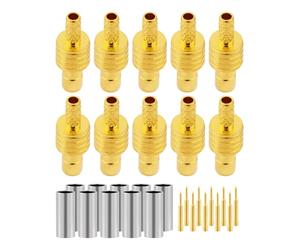 Vecys 10 Pièces SMB Connecteurs de 50 Ohm SMB Mâle RF Connecteur à Sertir pour Câble Coaxial RF RG174 RG316