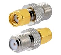 Vecys 2 Pièces Adaptateur Coaxial RF F Femelle vers RP SMA Mâle 50 Ohm Adaptateur d'Antenne F à RP SMA en Laiton Plaqué Or pour Aantenne Radio TV