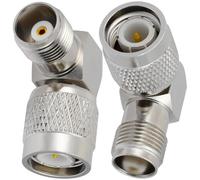 Vecys 2 Pièces Adaptateur d'Antenne à Angle Ddroit TNC Mâle vers Femelle 50 Ohm TNC 90 Degrés RF Coaxial Adaptateur pour Câble Coaxial d'Antenne