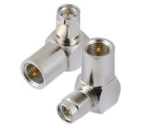 Vecys 2 Pièces Adaptateur d'antenne à Angle Droit SMA Mâle vers FME Mâle 50 Ohm Adaptateur Coaxial RF Haute Fréquence à Angle Droit SMA vers FME pour Câble Coaxial Radio WiFi Adaptateur d'antenne