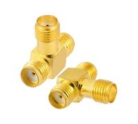 Vecys 2 Pièces Adaptateur Répartiteur SMA 3 Voies en Forme de T SMA Femelle vers Double Femelle Adaptateur d'Antenne Convertisseur 50 Ohm