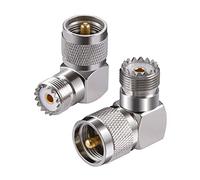 Vecys 2PCS Adaptateurs UHF PL-259 UHF Mâle vers SO-239 Femelle à Angle Droit Adaptateur de Câble Coaxial pour Radio Amateur