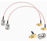 Vecys 2PCS SO239 vers SMA Pigtail SMA Femelle Angle Droit vers UHF Femelle SO-239 RF Câble Coaxial Coaxial RG316 12"/30CM pour Talkie Walkie CB Radio Antenne Radio Portable
