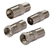 Vecys 4 Kit Antenne Câble Coaxial Adaptateur Type F à TV Adaptateur DVB- T T2 TV Tuner pour Ariel HD BK LED 4K (4 Pièces)