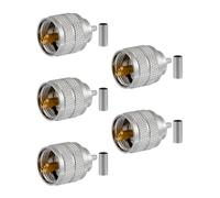 Vecys 5Pièces PL-259 UHF Mâles Connecteurs 50 Ohm Connecteur Mâle PL259 à Sertir Adaptateur de Connecteur Coaxial RF pour RG174 RG316 Câble Coaxial à Faible Perte Compatible avec Radios Amateurs