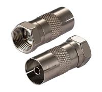 Vecys Adaptateur Câble Coaxial Antenne Type F Mâle vers TV Femelle pour Tuner DVB-T T2 Adaptateur pour Antenne TV HD Ariel BK LED 4K 3D UHD