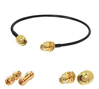 Vecys Câble SMA Mâle vers Femelle Cloison RG174 12"/30CM Câble Coaxial RF + 2 Pièces Kits d'adaptateurs SMA pour Adaptateur Sans Fil d'amplificateur de Signal d'antenne de Routeur