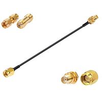 Vecys Câble SMA Mâle vers Femelle Cloison RG174 6"/15CM Câble Coaxial RF + 2 Pièces Kits d'adaptateurs SMA pour Adaptateur Sans Fil d'amplificateur de Signal d'antenne de Routeur