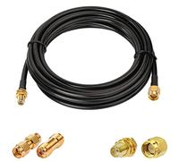 Vecys Câble SMA Mâle vers Femelle Cloison RG58 16FT/5M Câble Coaxial RF + 2 Pièces Kits d'adaptateurs SMA pour Adaptateur Sans Fil d'amplificateur de Signal d'antenne de Routeur