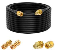 Vecys Câble SMA Mâle vers Femelle Cloison RG58 32.8FT/10M Câble Coaxial RF + 2 Pièces Kits d'adaptateurs SMA pour Adaptateur Sans Fil d'amplificateur de Signal d'antenne de Routeur