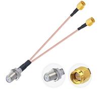 Vecys F Femelle vers Double Connecteur SMA Mâle Câble Coaxial RF Connecteur F Câble 50 Ohm Faible Perte F vers Double Connecteur SMA Type Y RG316 Câble D'extension 6"/15CM