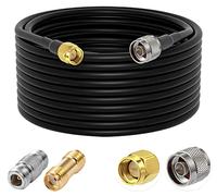 Vecys N Mâle vers SMA Mâle Câble Coaxial à Faible Perte RG58 49.2FT/15M + 2PCS N vers SMA Adaptateur Kit pour 3G 4G 5G LTE Antenne Ham Radio GPS WiFi