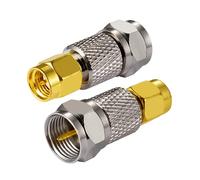 Vecys SMA Connecteur Adaptateur SMA Mâle vers F Type Mâle Câble Coaxial Adaptateur Droit pour Radio FM Dab Antenne WiFi CATV TV Antenne Réseaux Aériens Modems(2 Pièces)