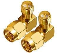 Vecys WiFi Antenne Adaptateur SMA Mâle à RP-SMA Femelle (avec épingle) Adaptateur Droite Angle 90 Degrés RF Coaxial Amadouer pour 2G 3G 4G 2 Pièces
