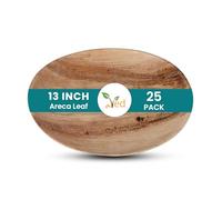 Ved Assiette jetable écologique et biodégradable en feuille d'arec, plateau ovale compostable de 32,5 cm (13 po), assiette robuste pour mariage, fête et pique-nique, compatible micro-ondes et four