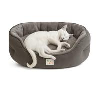 Ved Panier Doux pour Chat Panier Rond Lavable pour Chats et Chatons d'intérieur, Coussin réversible, Base antidérapante, Gris, (51 x 48 x 15 cm (L x W x H))