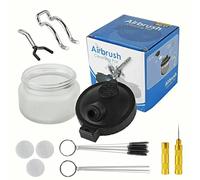 VEDA® Kit de pot de nettoyage pour aérographe - Récipient en verre avec support et accessoires de nettoyage pour le nettoyage des buses d'aérographe et les résidus de peinture