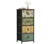 VEDECASA Commode à 4 tiroirs en tissu - Armoire étroite - Style bohème - Coiffeuse - Armoire de rangement pour chambre à coucher - Armoire industrielle pour salon, chambre d'enfant, couloir
