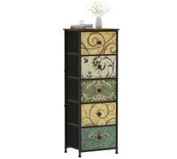 VEDECASA Commode à 5 tiroirs en tissu - Haute et étroite - Style bohème - Coiffeuse - Armoire de rangement pour chambre à coucher - Armoire industrielle pour salon, chambre d'enfant, couloir
