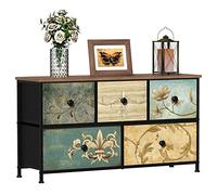 VEDECASA Commode à 5 tiroirs larges pour chambre à coucher, meuble TV avec tiroirs de rangement pour placard, salon, chambre d'enfant, couloir, cadre en métal robuste, dessus en bois, facile à
