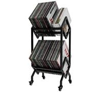 VEDECASA Support de rangement pour disques vinyles DJ avec roulettes - Support d'affichage LP mobile facile à déplacer - Rangement pour albums, livres, magazines et fichiers de bureau