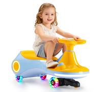 Vedes Voiture à pédales électrique 12 V, batterie rechargeable, scooter 2-en-1, 3 vitesses, vitesse max 5 km/h, anti-basculement, haut-parleur musical et roues lumineuses, charge maximale 72 kg, cadea