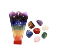 Vediknectar® Ange de poche figurine décorative sept pierres chakras statue Reiki cristaux pierres précieuses ange porte-bonheur sculpté à la main ornement décoratif pour la maison cadeaux en pierres