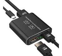 VEDINDUST Adaptateur DisplayPort 4K60Hz vers double HDMI 1 entrée 2 sorties DisplayPort DP 1.4 vers 2 HDMI Splitter pour PC carte graphique moniteur étendu et mode miroir pour Windows, MacOS