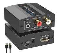 VEDINDUST Adaptateur HDMI Arc Extracteur Audio avec Fonction d'extraction vers RCA stéréo L/R/3.5 mm AUX Extractor Alimentation USB et câble HDMI Arc pour PS4/5, téléviseur HD et amplificateur
