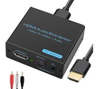 VEDINDUST HDMI Audio Extractor 4K HDMI Optisch Splitter Adapter Convertisseur 3,5 mm Stereo + Optical Toslink SPDIF Out Support 5.1 HDCP 3D 1080P Dolby Digital DTS PCM