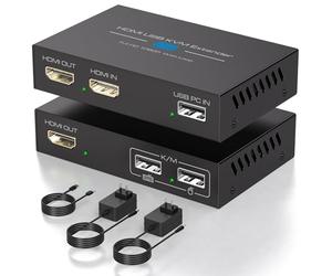 VEDINDUST HDMI KVM USB Extender 400FT 120M Extender RJ45 sur Single Cat5e 6 7 Full HD 1080P60HZ Support Sortie Cyclique EDID pour La Souris et Le Clavier De Commande à Distance