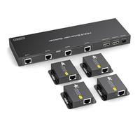 VEDINDUST HDMI Splitter Extender 4k30Hz 1 in 5 out 50m 165ft over Cat5e / 6/7 Repartiteur HDMI Ethernet Transmitter Receiver Supported Setup EDID (Includes 1 Loop Out)