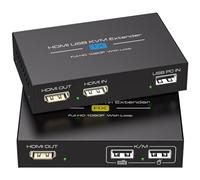 VEDINDUST Rallonge HDMI KVM USB de 120 m sur câble réseau RJ45 Cat5e/6 avec boucle de sortie prend en charge le contrôle à distance de la souris et du clavier