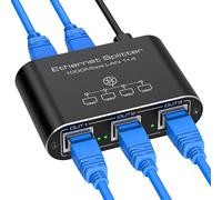 VEDINDUST Répartiteur Ethernet 1 à 4 1000 Mbps d'Internet en aluminium LAN pour ordinateurs, hubs, commutateurs, routeurs - Interrupteur de réseau de port Ethernet