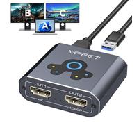 VEDINDUST Répartiteur HDMI extensible 4K @ 60 Hz HDMI vers double HDMI compatible avec les systèmes Windows XP/7/8/10/11 et MacOS. Nécessite une installation d'extension