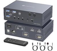 VEDINDUST Station d'accueil Mac 4K120Hz KVM Switch 2 ordinateurs portables 2 moniteurs Thunderbolt Dock avec 2 ports USB-C MST 1G, Ethernet 1G, port casque et microphone Prise en charge du mode étendu
