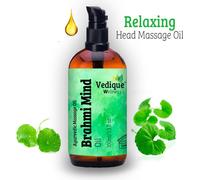 VEDIQUE REMEDIES Brahmi Mind Oil | 100 ml (3,38 fl oz) | Huile de massage ayurvédique pour la tête | Profondément apaisante, relaxante et nourrissante | Tout naturel