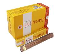 Vedmantra® Vijayshree Golden Nag Temple Lot de 12 bâtons d'encens Masala de qualité supérieure 180 g avec support Vedmantra