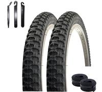 VEE Rubber V024 Lot de 2 pneus de vélo 18" Noir 47-355 (18 x 1,75) + 2 chambres à air AV assorties avec démonte-pneu