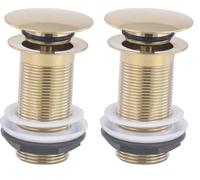 VeeBath Bonde de vidage dôme complète sans Fente, bonde clic-clac Premium pour lavabos Design sans trop-Plein, bonde pour lavabo de Salle de Bain, Laiton brossé (Lot de 2)