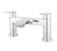 VeeBath Cascade Mitigeur de baignoire - Design moderne à double levier, finition chromée, entrée G3/4", baignoire montée sur la terrasse, double robinet, douche, robinet de salle de bain et systèmes