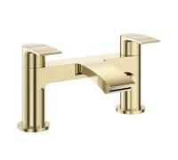 VeeBath Cascade Mitigeur de baignoire - Design moderne à double levier, finition en laiton brossé, entrée G3/4", lavabo monté sur le pont de baignoire, douche, remplissage de robinet de salle de bain