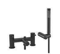 VeeBath Delta Mitigeur bain/douche - Finition noire mate, entrée G3/4", pont à double levier monté avec pommeau de douche rond, paire de robinets de salle de bain, double robinet de douche