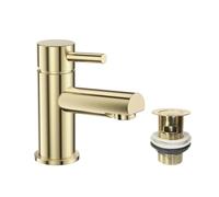 VeeBath Delta Mono Mitigeur de lavabo - Finition laiton brossé, entrée G1/2", levier unique, bord arrondi, robinet d'évier au design moderne, robinet de salle de bain et lavabo