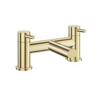 VeeBath Delta Robinet de baignoire - Finition laiton brossé, entrée G3/4", double levier, mitigeur de baignoire monté sur pont avec douche, robinet de salle de bain à bord rond, double mitigeur de