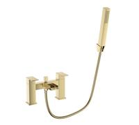 VeeBath Kinetic - Lot de 2 robinets de douche carrés cascade - Finition en laiton brossé, double levier de commande, entrée BSP G1/2", pommeau de douche et douchette à main, paire de robinets de salle