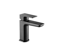 VeeBath LogoonSoft Mitigeur de lavabo carré avec bonde de vidage escamotable - Finition noire mate moderne, commande à levier unique, entrée BSP G1/2", robinets de salle de bain montés sur le plateau