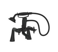 VeeBath Ripple Robinet mitigeur de bain/douche traditionnel avec kit - Finition noire mate, double levier de commande, entrée G3/4", robinet de baignoire avec fixation de douche, robinet de salle de