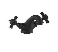 VeeBath Ripple Robinet mitigeur de lavabo traditionnel - Style victorien, finition noire mate, double levier, robinet de salle de bain monté sur le plateau, entrée G1,27 cm avec bonde pop-up, robinet