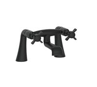 VeeBath Ripple Robinet mitigeur traditionnel pour baignoire - Finition noire mate classique, style victorien, double levier de contrôle, robinet de salle de bain monté sur plateau, entrée G3/4